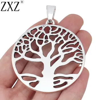 

ZXZ 2pcs Tibetan Silver Large Tree Charms Pendants for Necklace Jewelry Making Findings 57x57mm