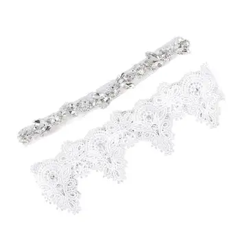 

Wedding Garter Rhinestone Embroidery Flower Beading white Sexy Garters for Women/Female/Bride Thigh Ring Bridal Leg Garter