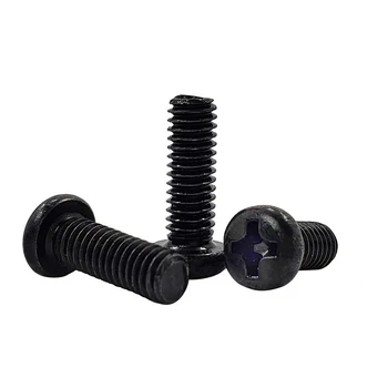 

luhuichang 100pcs Cross Recessed Pan Head Screw M1.2 M1.4 M1.6 M1.7 M2 M2.5 M3 Carbon Steel Black Phillips Machine Screw PM