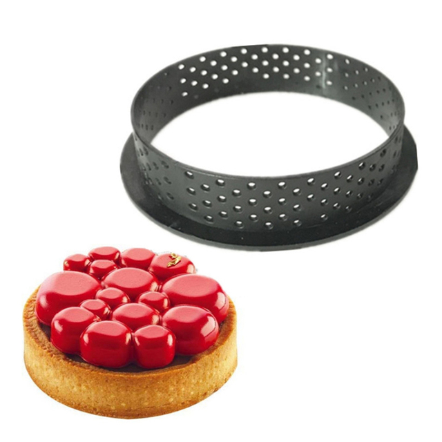 Pcs Mini Tart Ring Circle Cutter Tartlet Mold Small Pie Ring Heat-Resistant Perforated Cake Mousse Molds Non Stick Cake Mold