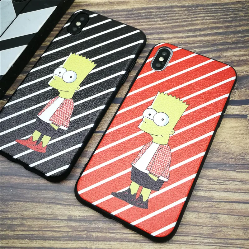 

Cute Bart soft case for iphone 11 pro x xs max xr 8 7 6 6s plus silicone phone cover 3D leather Luxury brand coque funda capa