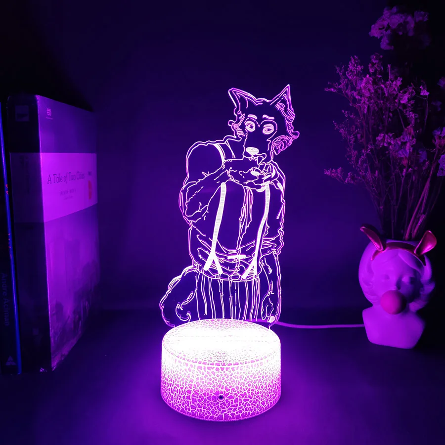 Beastars Legoshi 3D Anime Light Acrylic Lamp - 7-Color Changing Cute Room Decoration