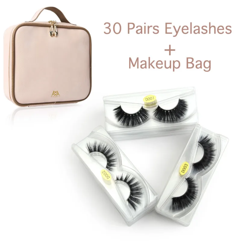 

30pairs/pack Mink Eyelashes with 1 pcs Make up Bag Handmade Thick Natural False Eyelashes Full Strip Lashes Reusable Long lashes