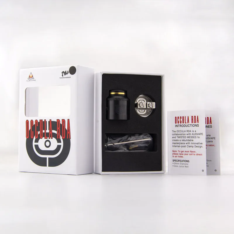 Augvape OCCULA RDA атомайзер внутренний-подседельный хомут дизайн 24 мм 5 мл Peek Insulatore 10 м кончик капельного потока Двойной Вниз Vape танк