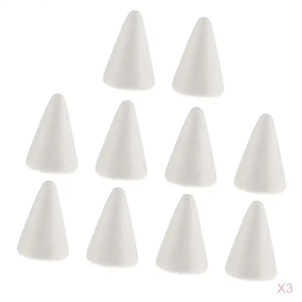 30pcs White Cone Shape Styrofoam Doll Ornament For Party Decor DIY Kid Craft Making  party decor modelling craft , 68 x 23  mm 