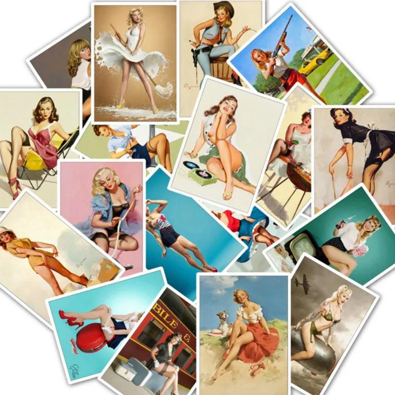 

25 Pcs Custom Stickers Papelaria Sexy Personality of World War Ii , The Girl Motorcycle Stationery Sticker Waterproof TZ053G