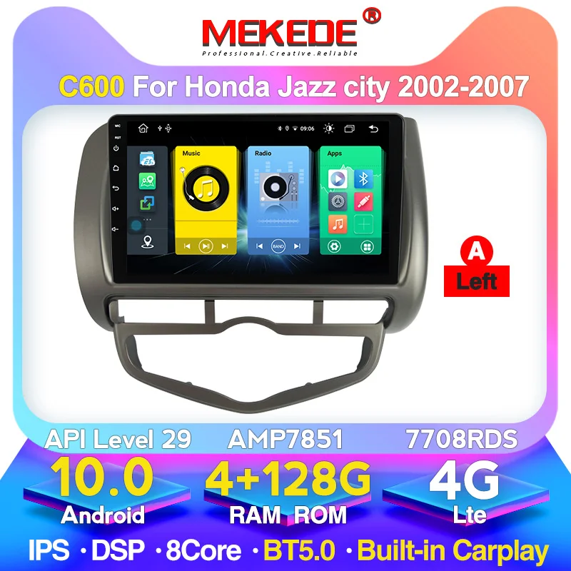 4G LTE Android 10 0 4 Гб ОЗУ 128 ПЗУ для HONDA JAZZ City 2002-2007 автомобильный мультимедийный стерео