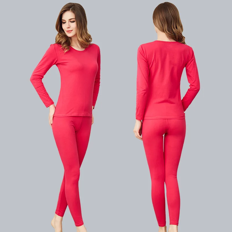 Elastic cotton ladies autumn clothes long pants suit Solid color thermal underwear, can not afford the ball does not shrink