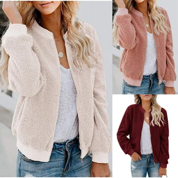 

Autumn winter women jacket tops plush fur coat outwear casual coats and jackets women winter veste femme ladies clothes BDR1035