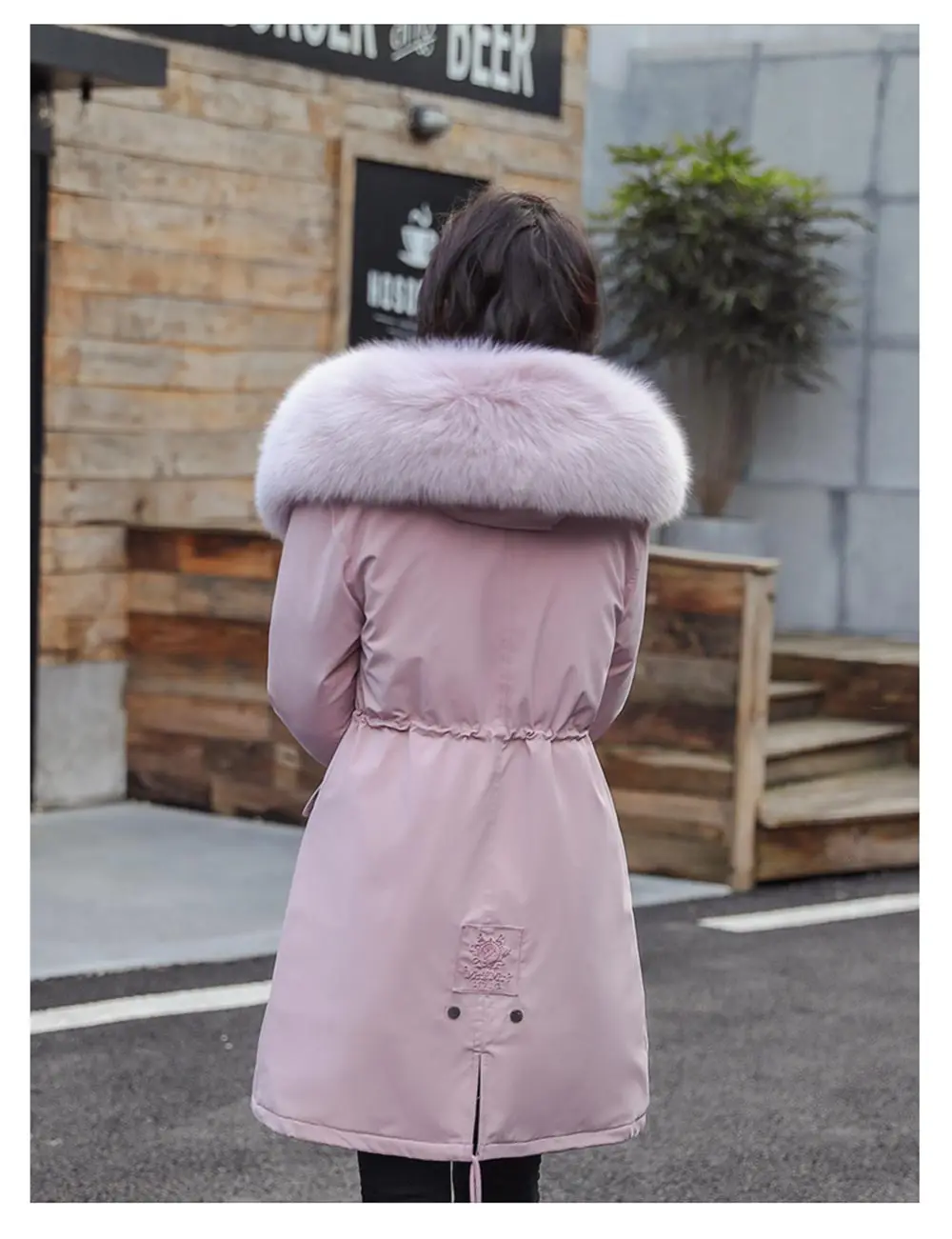 Vielleicht-30 женская искусственная подкладка из кроличьего меха с капюшоном длинное зимнее пальто, парки верхняя одежда большой меховой воротник Толстая зимняя куртка для женщин