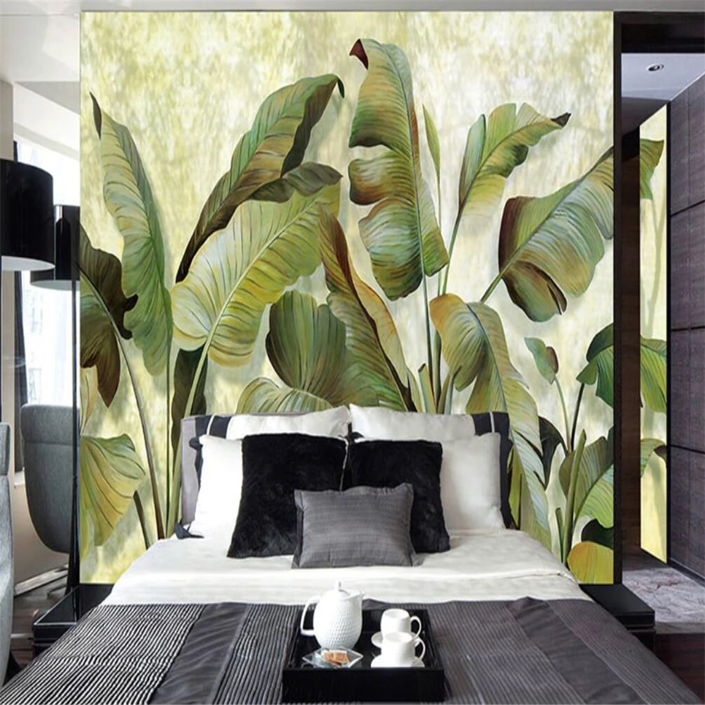 Custom 3D Mural Wallpaper South Asia Banana Leaf Plant Bedroom Green Living Room Bedroom Decorative Painting Wallpaper