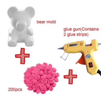 

2019 New DIY 20cm Big Red Teddy Bear Rose Flower Artificial Christmas Gifts for Women Valentine's Day Gift Plush Bear Toy
