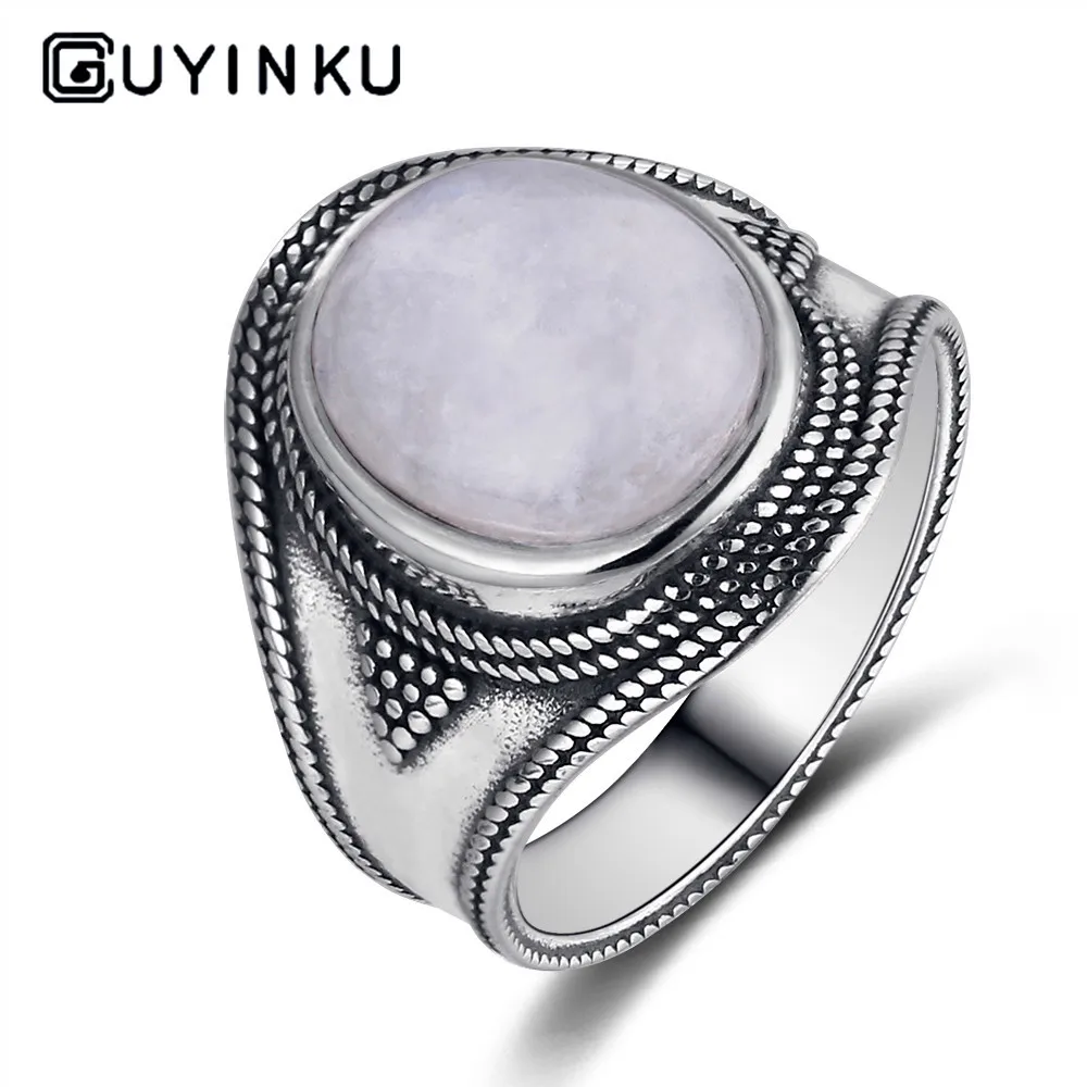 

925 Silver Ring Oval 10 * 12MM Natural Moonstone Ring Retro Style Wedding Gemstone Ring Jewelry Gift Anniversary