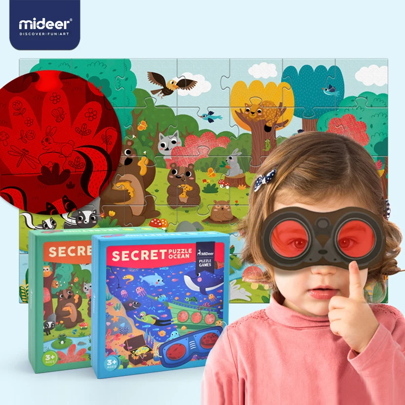 

MiDeer 35PCS Children's Jigsaw Puzzle Children's Exploratory Puzzle Matching Secret Glasses Cartoon Toy 3-6 Years Gifts