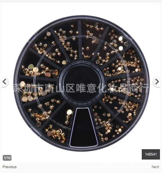 Nail Ornament Manicure Semicircle Metal Ornament Nail Rhinestone 3 Kinds Specification Metal Manicure Semicircle Pearl