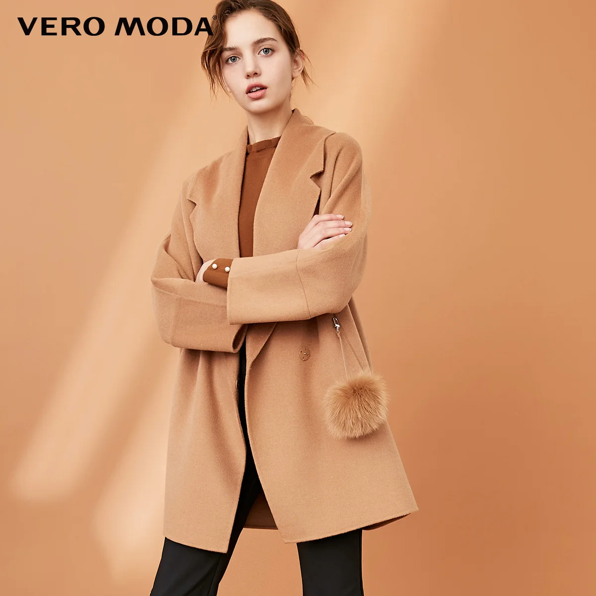 Vero Moda пальто женское парка женская зимняя куртка для женщин О товаре Для женщин шерсти светильник фиолетового цвета с круглым вырезом Форма чистый Шерстяное пальто | 318327525