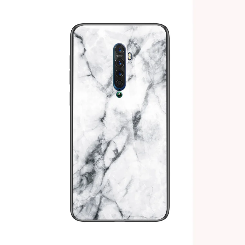 White Auroras для OPPO Reno 2 Чехол из закаленного стекла мягкая силиконовая рамка чехол с мраморным принтом для Reno 2F 2Z чехол - Цвет: White