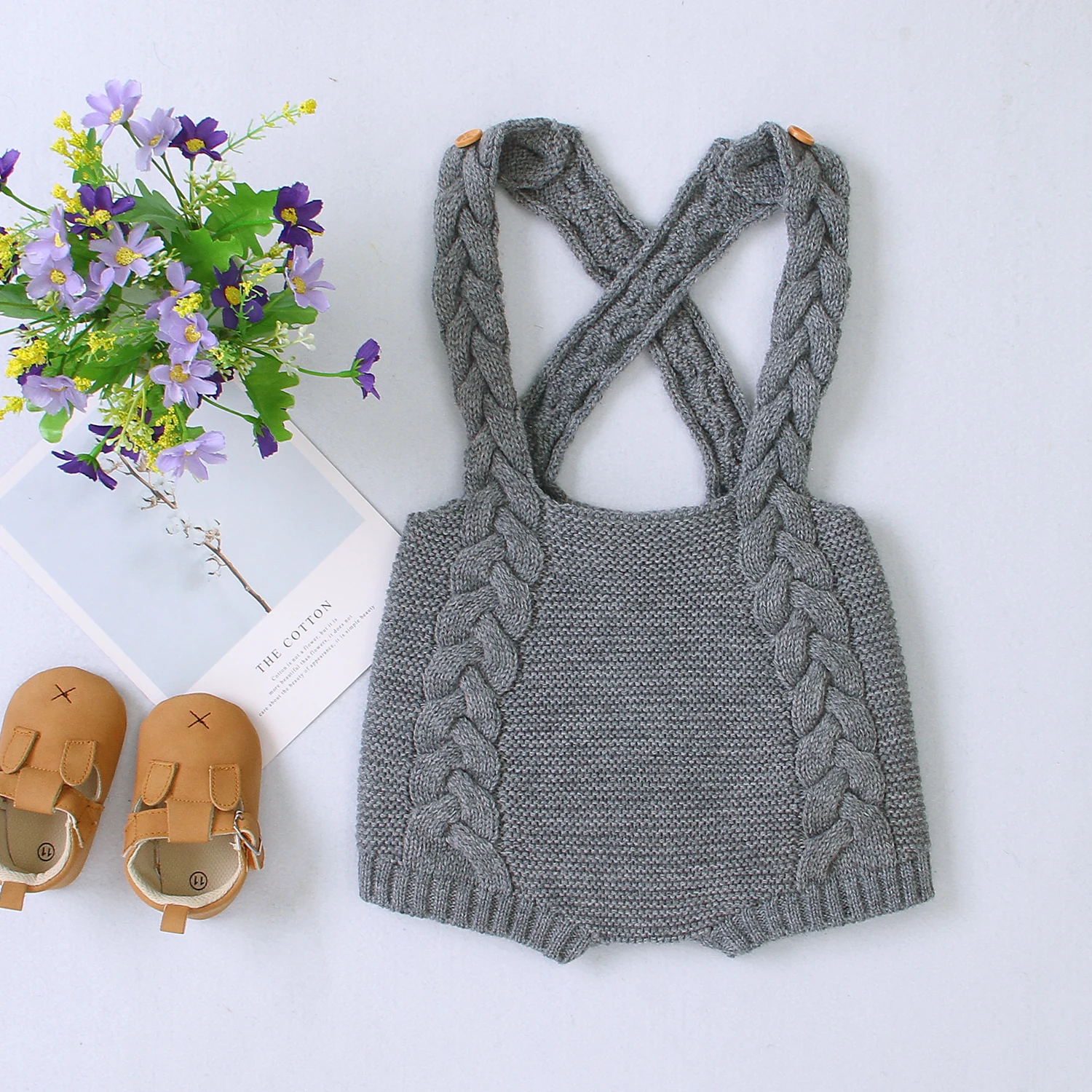 Newborn Baby Bodysuits Spring Autumn Solid Knitted Newborn Boys Body Tops Onesie Winter Toddler Infant Suspender Jumpsuit Outfit