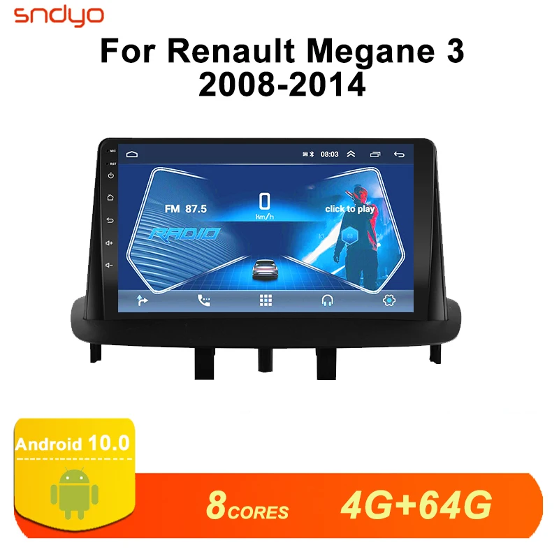 Автомагнитола 2DIN 9 дюймов DVD GPS-плеер для Renault Megane 3 2008-2014 мультимедиа 2.5D Android 10