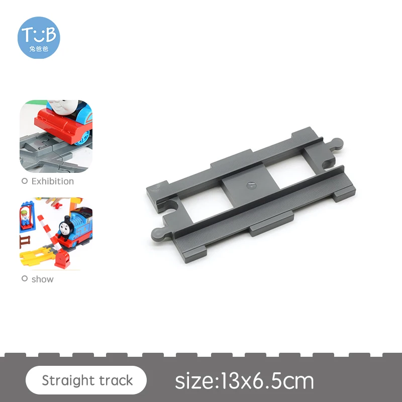 Big Size Block Bricks Train Tracks  Traffic Stop Lights Straight Track Black Accessories DIY Bricks Toys For Children Gift