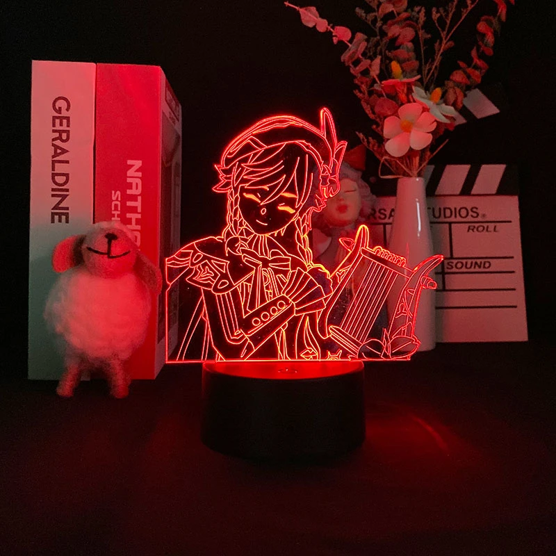 Genshin Impact Diona 3D Lamp Led Cartoon Night Light Anime Bedroom Decor Bedside Change Colorful Touch Nightlight Kid Girl Gift night light for bedroom Night Lights