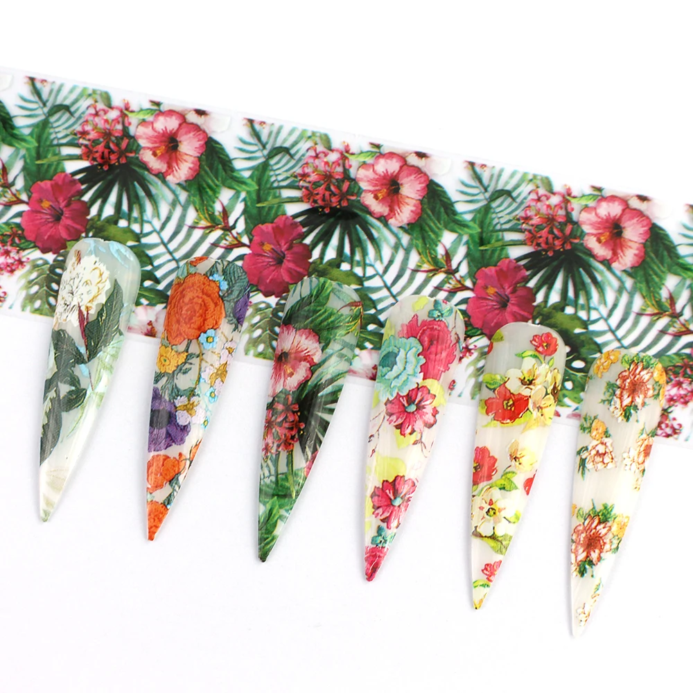 10pcs Nail Transfer Foils For Manicure Nails Sliders Flower Sky Stickers Decals Paper Nail Art Decoration
