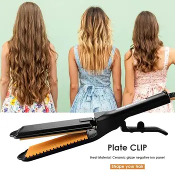 

3 Styles Hair Straightener Curler Professional Tourmaline Ceramic Heating Wave Hair Corrugated Curling Iron Styling Tools
