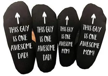

Thanksgiving day gift for mom and dad Letter cotton socks birthday gift present fathers day gift