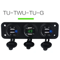Многопортовое зарядное устройство 12 В USB для мобильных устройств, автомобильное зарядное устройство 12 В, автомобильное USB зарядное устройство 2,0, зарядное устройство с 2 портами, светодиодный вольтметр, быстрая зарядка 12 В, 5 В, USB - Название цвета: TU-TWU-TU-G