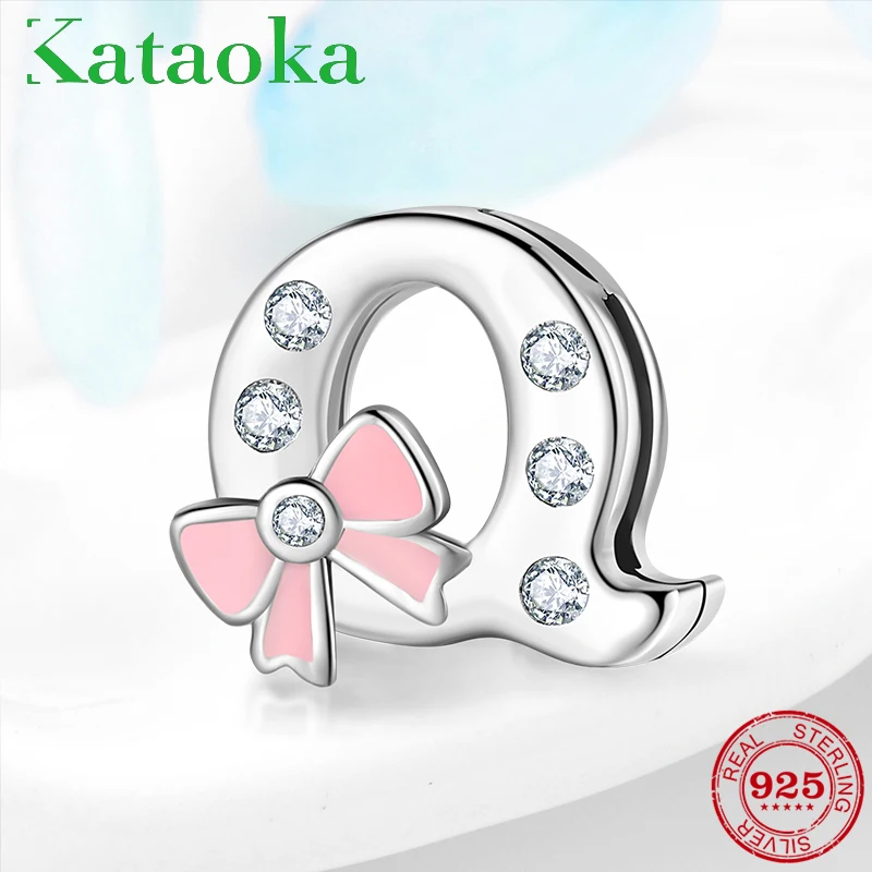 2019 Hot sale 925 Sterling Silver Sparkling CZ Delicate bow Letter Q Clip Beads Fit Original reflexions Bracelet Charms Jewelry | Украшения