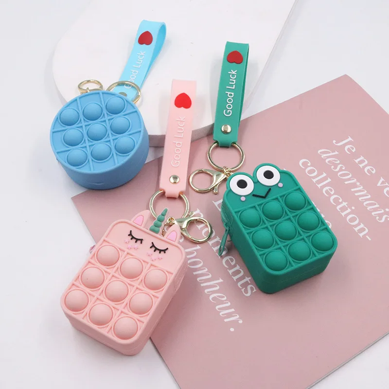 New Popit Mini Money Wallet Fingertip Toys Push Bubble Popite Pendant Bag Hot Sale Adult Decompression Toys Children Anti-Stress
