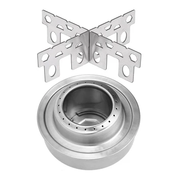 

Outdoor Alcohol Stove and Rack Combo Set Mini Portable Alcohol Stove with Cross Stand Stove Rack Support Stand