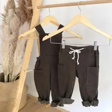 Новые вельветовые комбинезоны для мальчиков и девочек модные длинные штаны для детей 1-6 лет, PP439