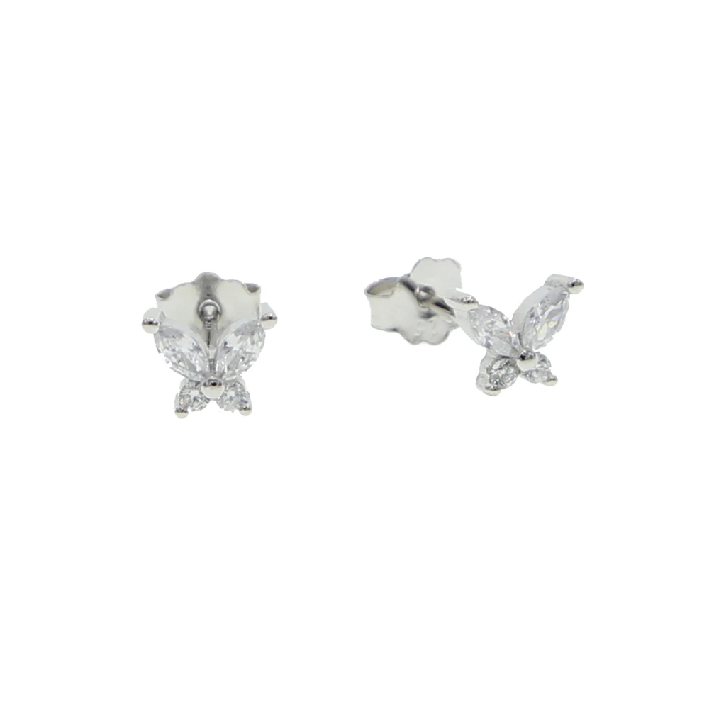 Silver Butterfly Ear Studs with Cubic Zirconia — AUS Postage — Sterling 925 CZ 