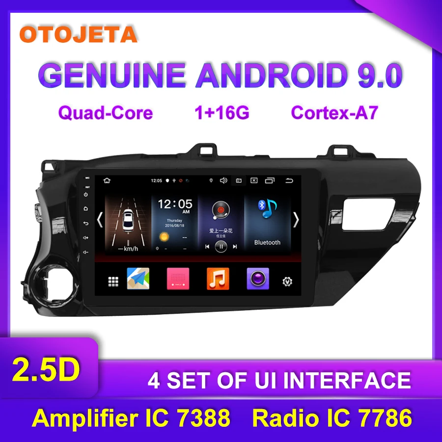 

Factory direct sales OTOJETA Android 9.0 Car Multimedia Radio For Toyota Hilux 2016 10.25" video tape recorder GPS Navigation
