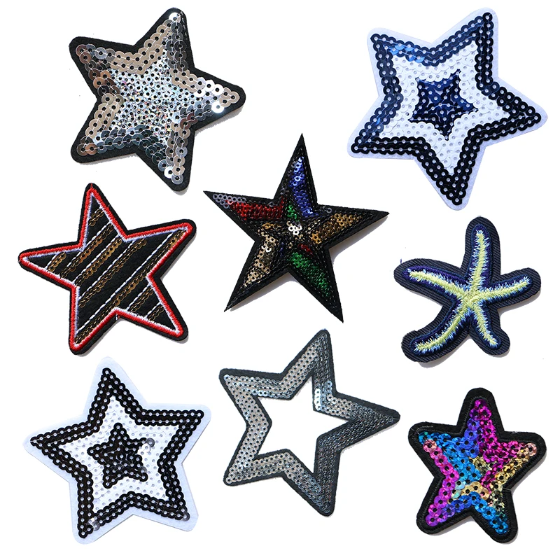 Cartoon Decorative Patch Stars Starfish sequins icon Embroidered Applique Patches For DIY Iron on Badges clothes Stickers | Дом и сад