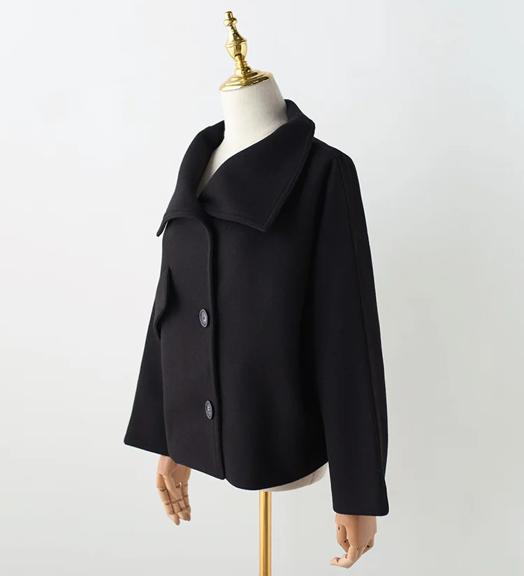 Зимнее женское Шерстяное Пальто, короткое пальто, длинное пальто с высоким воротником, женские пальто