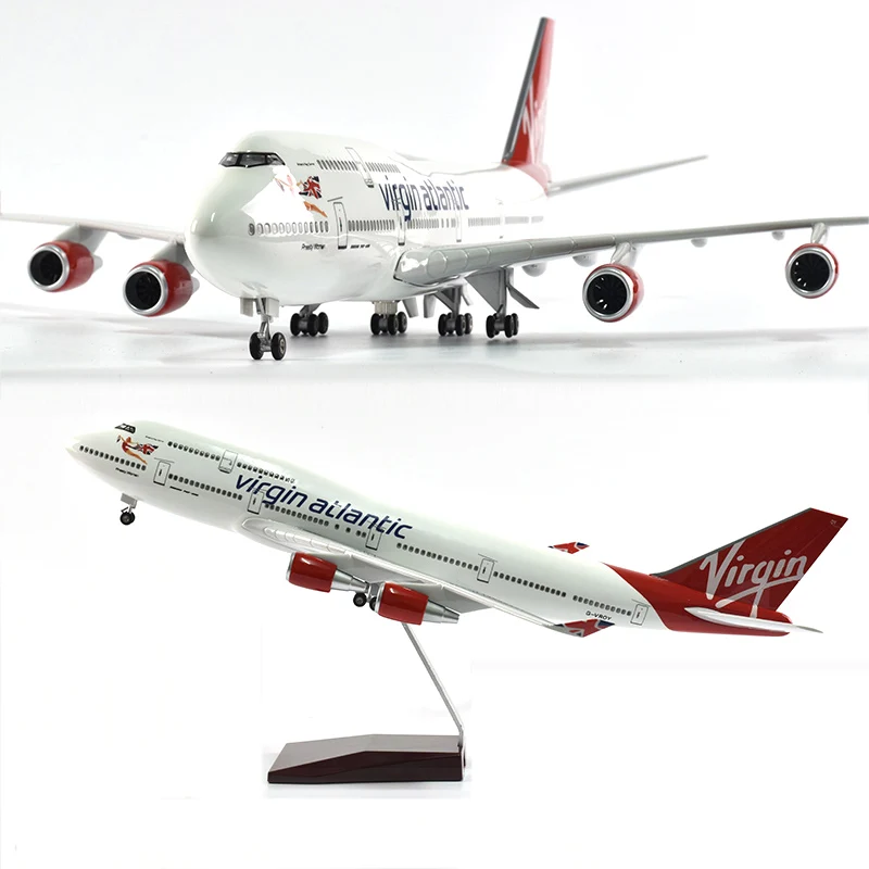 JASON TUTU 46cm Virgin atlantic Boeing 747 Plane Model Airplane Model Aircraft Model 1/160 Scale Diecast Resin Airplanes Planes