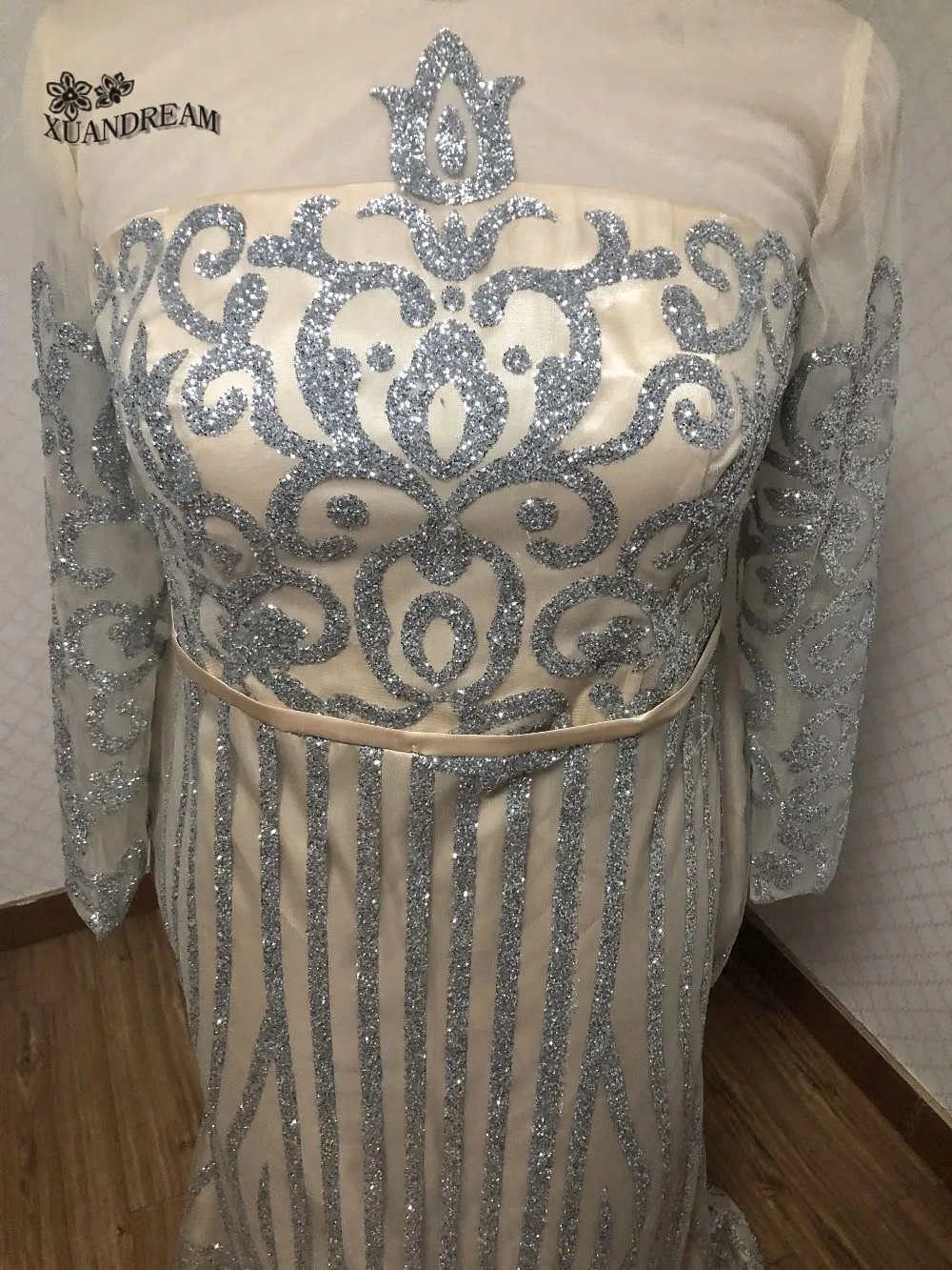 Bling Bline размера плюс вечернее свадебное платье; robe de soiree элегантная форма Платье с длинными рукавами реальные изготовление под заказ Дешевые вечернее платье с