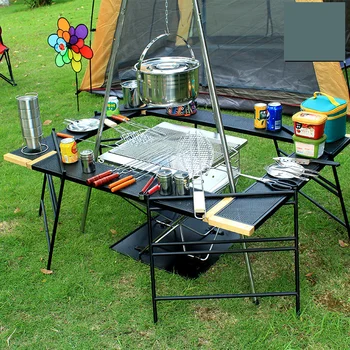 

Outdoor Camping Portable Table Barbecue Multi-Function Combination Picnic Table Folding Table Rack Self-driving Picnic Table