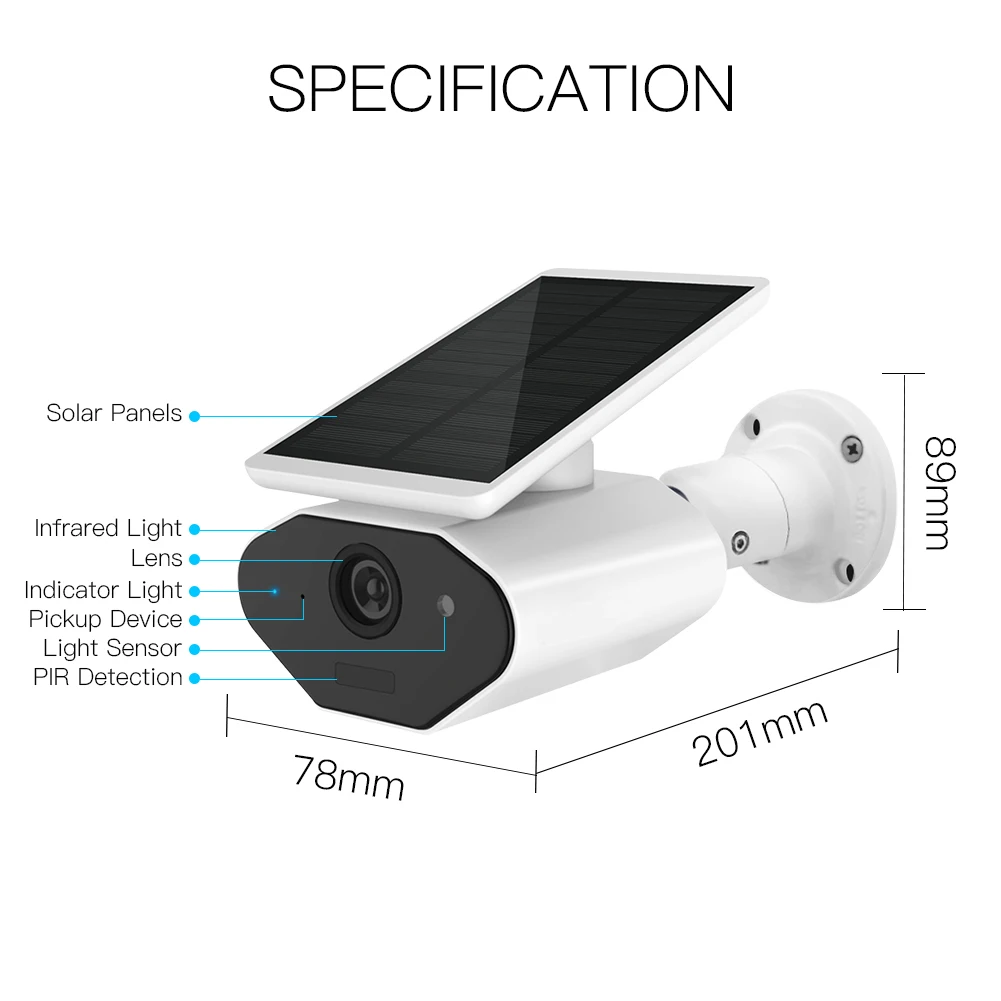 Смарт-Камера Tuya, уличная Солнечная камера, HD 1080 P, сеть, двухстороннее аудио, IP65, проводка, работа с Alexa Echo Google Assistant