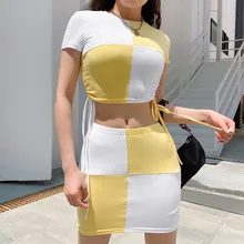 2020 Summer Suit Women Tracksuit Cropped Skirt and Top 2 Piece Set Matching Lounge Wear Korean Fashion Sexy Clothing