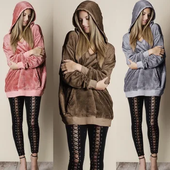 

Hooded pullover Women's winter velvet long-sleeved warm jacket loose plus size hooded casual wild top women clothing 2020 new