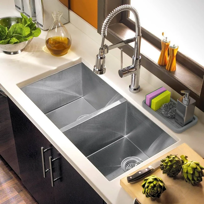 

Sponge Holder - Kitchen Sink Organizer Tray for Sponges, Soap Dispenser, Scrubber, and Other Dishwashing Accessories