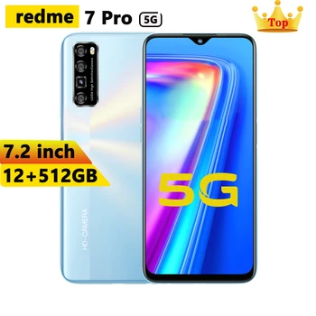 Global version 7.2HD inch Mobile phones redme 7 5G version 16+32MP 12+512GB android smartphone  10-core Face ID cellphoen 1