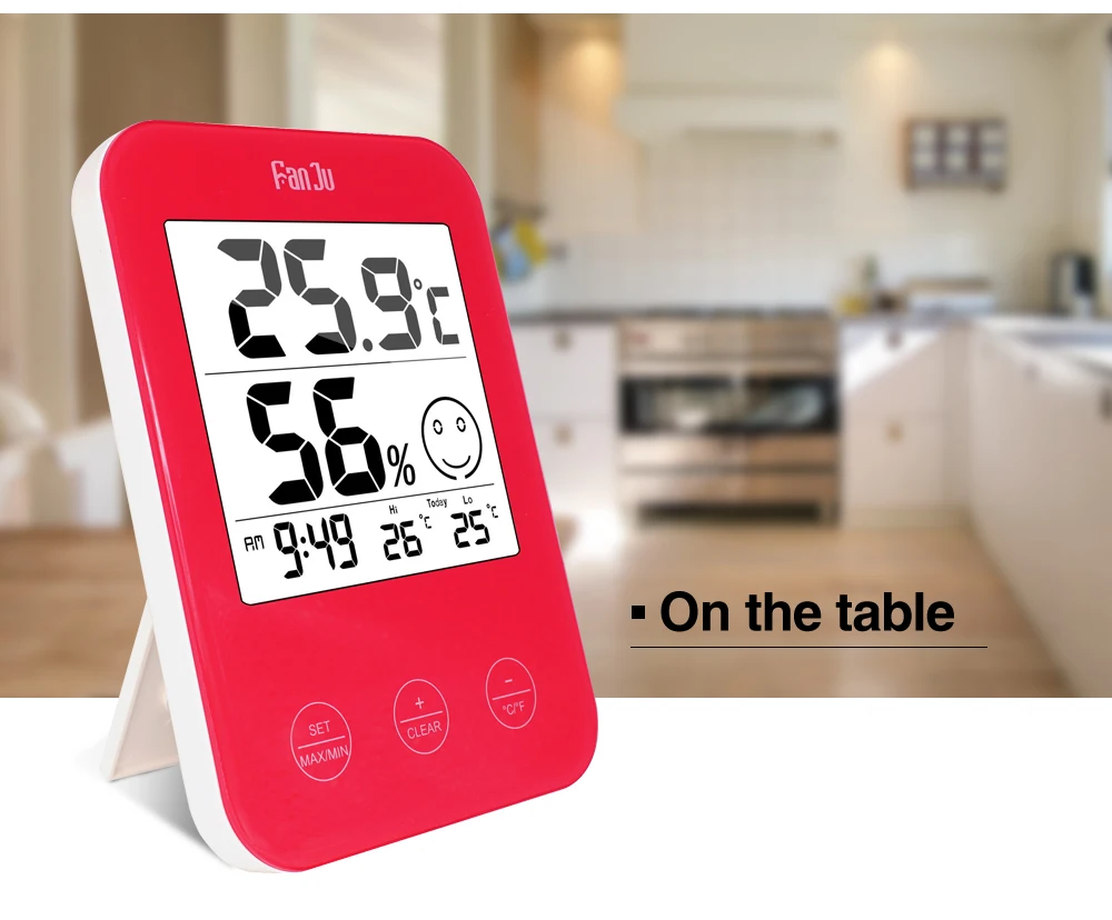 FanJu FJ718 ЖК-термометр гигрометр для ванной кухни Метеостанция тестер температуры цифровые настольные часы горячая распродажа