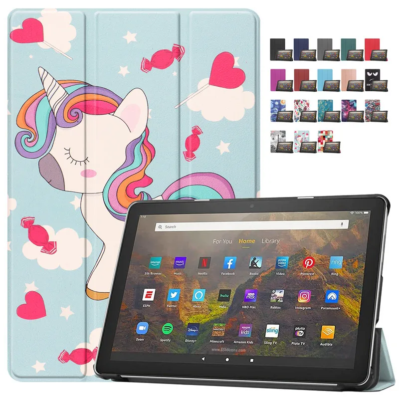 Custodia Per Tablet Per New Amazon Firehd10 Fire Hd 10 Hd10 Plus 2021 Custodia Cover Magnetica Verniciata Unicorno Carino Per Fire Hd 10 Custodia 2021