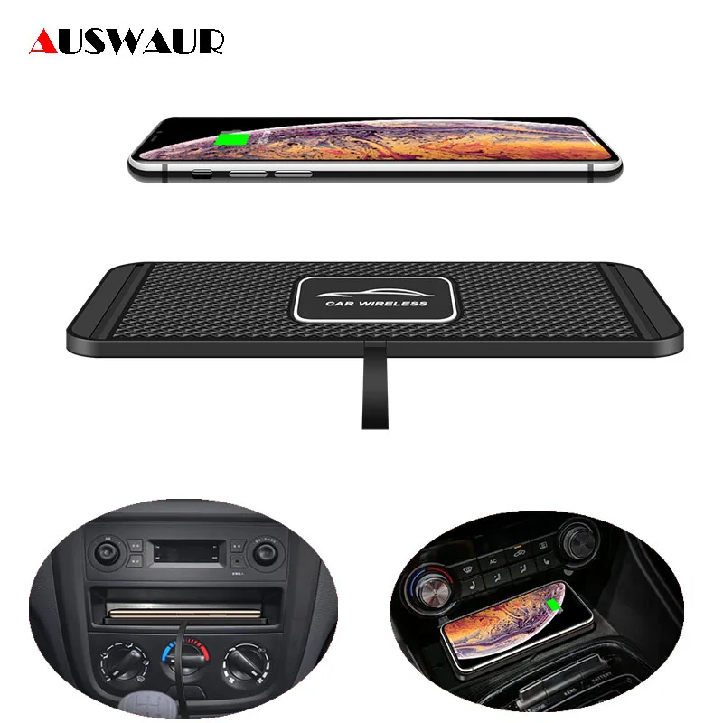 

C1 QI Wireless Car Charger Pad for iPhone 11 Pro Max Fast Quick Wireless Charger Car 10W 7.5W Storage Drawer