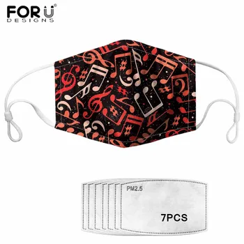 

Musical Note Face Mask 7pcs Filter Art Music Dustproof Mask Running Cycling Mouth-Muffle Reusable PM2.5 Anti Mask Travel Protect