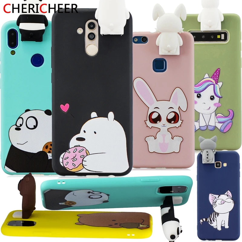 3D Rabbit Bear Stand Toys Cartoon Cover For Huawei Mate 20 Lite Case Unicorn Dolls Silicone |